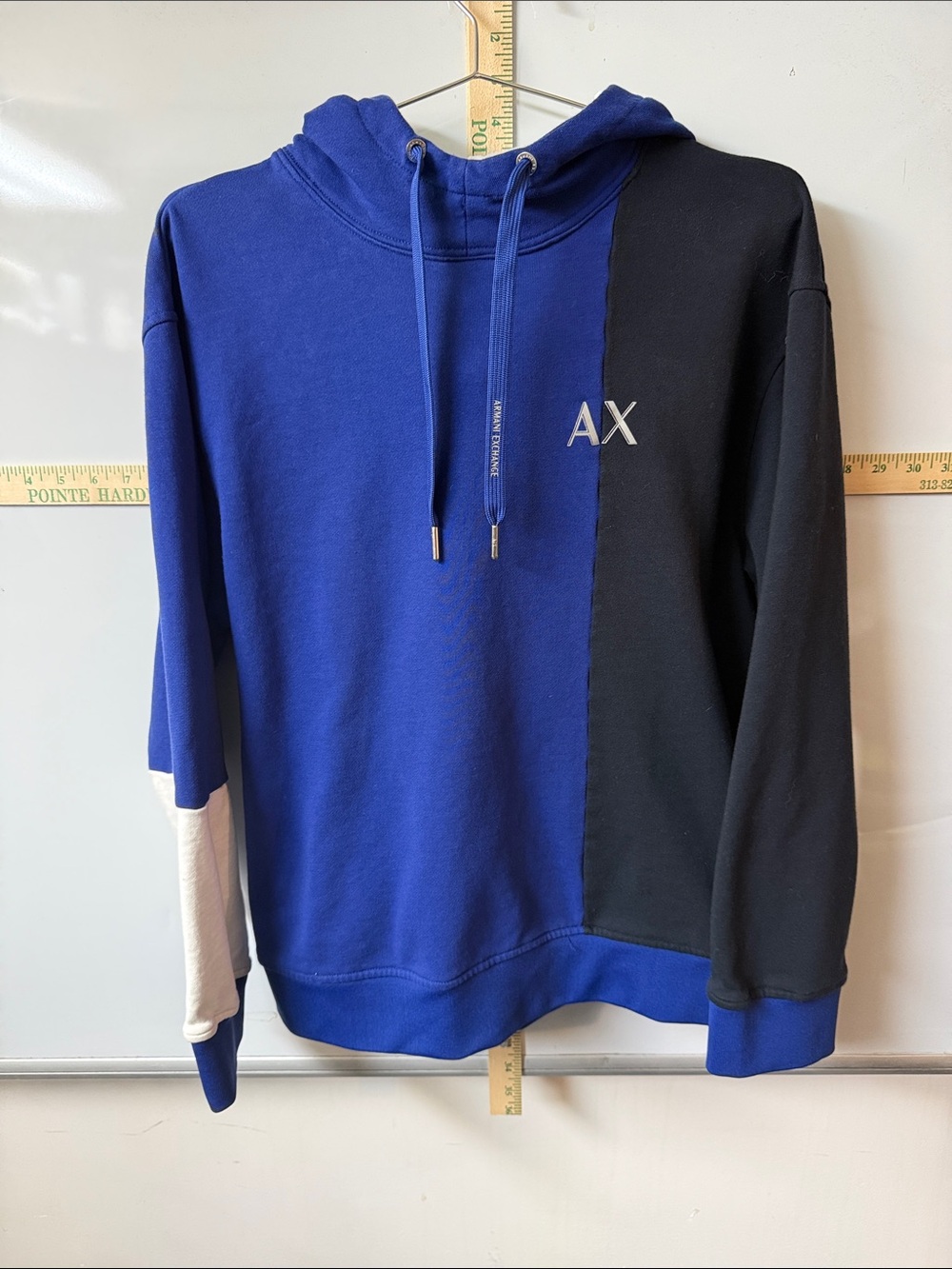 A/X Armani Exchange Blue, Black & White Panel Hoodie